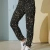 Coupon ⌛ Nanu | Black & Golden Stars Hacci Joggers - 👩 Women & Plus 🧨