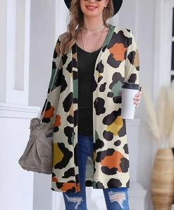 Cheapest ๐ Nanu | Orange & Green Leopard Hacci Open Cardigan - ๐ฉ Women ๐