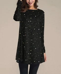 Discount ✨ Nanu | Black & Gold Star Long-Sleeve Tunic - 👩 Women & Plus 🌟