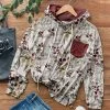 Promo 😍 Nanu | Cream & Burgundy Floral Hoodie - 👩 Women 🎁