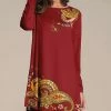 Flash Sale 🔔 Nanu | Red & Yellow Paisley Long-Sleeve Tunic - 👩 Women 🌟