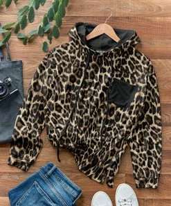 Flash Sale 👍 Nanu | Brown & Black Leopard Pocket Relaxed Hoodie - 👩 Women 🥰
