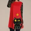 Brand new 😍 Nanu | Red & Black 🔔 Christmas Lights Cat Long-Sleeve Tunic - Plus ❤️