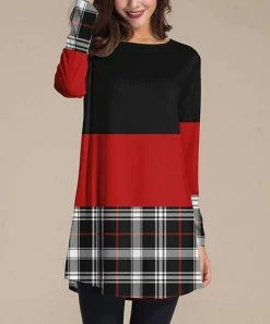 Coupon 🔥 Nanu | Black & Red Plaid Long-Sleeve Tunic - 👩 Women ✔️