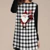 Budget 🤩 Nanu | Black & White Plaid Father 🔔 Christmas Long-Sleeve Tunic - 👩 Women & Plus ❤️