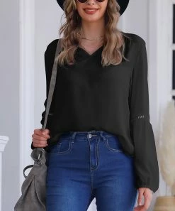 Best Pirce ๐ Nanu | Black V-Neck Chiffon Tunic - ๐ฉ Women ๐