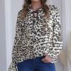 Discount 🌟 Nanu | Brown & Light Beige Leopard V-Neck Chiffon Tunic - 👩 Women 😀