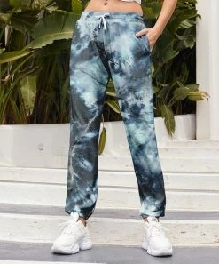 Coupon ❤️ Nanu | Blue & Gray Tie-Dye Pocket Joggers - 👩 Women 💯