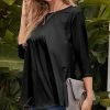 New 🤩 Nanu | Black Three-Quarter Sleeve Tunic - 👩 Women 😉