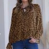 Hot Sale 💯 Nanu | Brown & Black Leopard V-Neck Chiffon Tunic - 👩 Women 👍