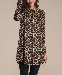 Best deal 😉 Nanu | Brown & Black Leopard Jewel-Collar Long-Sleeve Tunic - 👩 Women 🌟