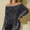 Wholesale 👍 Nanu | Black & Gray Leopard Off-Shoulder Pullover - Plus ❤️