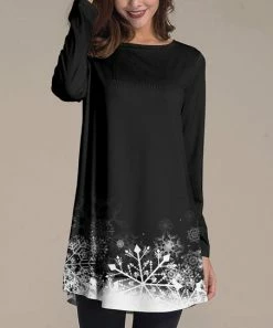 Coupon 🔔 Nanu | Black & White Snowflake Long-Sleeve Tunic - 👩 Women 👍