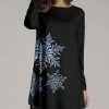 Best deal 👏 Nanu | Black & Light Blue Snowflake Long-Sleeve Tunic - 👩 Women & Plus 🔔