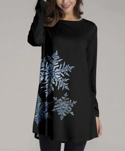 Best deal 👏 Nanu | Black & Light Blue Snowflake Long-Sleeve Tunic - 👩 Women & Plus 🔔