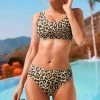 Promo 🤩 Nanu | Brown Leopard Scoop Neck 👙 Bikini Top & Bottoms - 👩 Women & Plus 👍