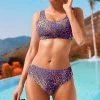 Buy 🎁 Nanu | Purple Leopard Scoop Neck 👙 Bikini Top & Bottoms - Plus 🔔