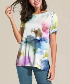 Top 10 🔔 Nanu | White & Blue Watercolor Floral Short-Sleeve Tunic - 👩 Women ⌛