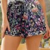 Best deal 🔔 Nanu | Dark Purple & Pink Floral Drawstring Pocket Cuffed-Hem Shorts - Plus 🎁