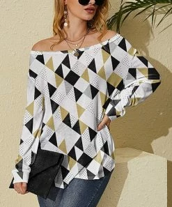 Best Pirce ⌛ Nanu | White & Beige Geometric Hacci Boatneck Dolman Pullover - Plus 😍