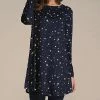 Hot Sale 🔔 Nanu | Dark Blue & Golden Stars Long-Sleeve Tunic - 👩 Women & Plus 😉