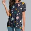 Best Sale 🎉 Nanu | Dark Blue & Yellow Stars Slit-Sleeve Split-Hem Tunic - 👩 Women & Plus 🤩