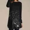 Hot Sale ✨ Nanu | Black & White Stars Long-Sleeve Tunic - 👩 Women & Plus ✨