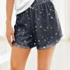 Discount 🎁 Nanu | Dark Blue & Golden Star Hacci Drawstring Shorts - 👩 Women & Plus ⭐