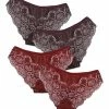 Coupon 🧨 Nanu | Red & Burgundy Lace Brazilian Panty Set - 👩 Women 😀