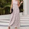 Promo 🤩 Nanu | Light Pink Floral Sleeveless Ruched-Waist Maxi 👗 Dress - 👩 Women ⭐