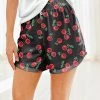 Top 10 🎉 Nanu | Black & Red Cherry Hacci Drawstring Shorts - 👩 Women ✔️