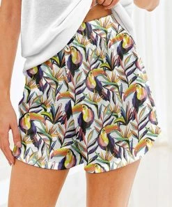 Best deal 🎉 Nanu | White & Yellow Toucans Hacci Drawstring Shorts - 👩 Women 🎉