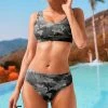 Brand new 💯 Nanu | Gray & Black Camouflage Scoop Neck 👙 Bikini Top & Bottoms - Plus 🛒