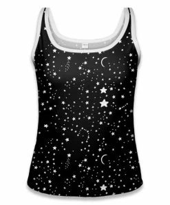 Deals ⭐ Nanu | Black & White Stars Sleeveless Pajama Top - 👩 Women & Plus 🤩