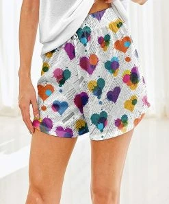 Best deal 🎁 Nanu | White & Purple Splatter Hearts Hacci Drawstring Shorts - 👩 Women 🧨