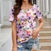 Cheapest 🧨 Nanu | Purple & Pink Floral Scoop-Back Tee - 👩 Women 😀