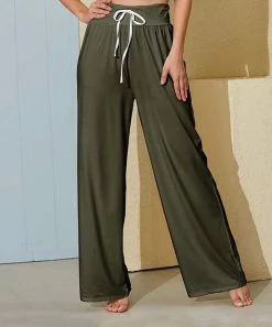 Cheap ✨ Nanu | Dark Green Brown Pocket Palazzo Pants - 👩 Women ✔️