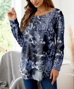 Best reviews of ๐ Nanu | Dark Blue & White Abstract Velvet Boatneck Dolman Pullover - Plus ๐