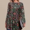 Hot Sale ✔️ Nanu | Dark Brown & Reddish Orange Floral Long-Sleeve Tunic - Plus 🔥
