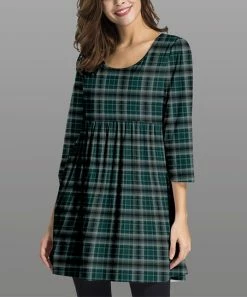 New 🔥 Nanu | Teal & Black Plaid Three-Quarter Sleeve Empire-Waist Tunic - Plus ⌛