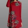 Wholesale 🛒 Nanu | Red & Dark Blue Floral Long-Sleeve Tunic - 👩 Women 🔥