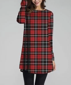 Wholesale ✔️ Nanu | Red & Black Plaid Long-Sleeve Tunic - 👩 Women & Plus ✨
