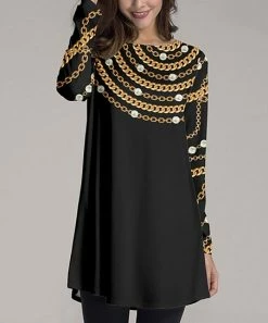 Budget 🧨 Nanu | Black & Gold Status Long-Sleeve Tunic - Plus ❤️