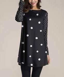 Top 10 ⌛ Nanu | Black & White Polka Dot Long-Sleeve Tunic - Plus 🤩
