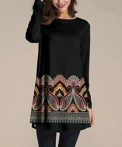 Flash Sale 🎁 Nanu | Black & Red Abstract Long-Sleeve Tunic - 👩 Women & Plus ✨