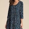 Best reviews of ❤️ Nanu | Navy & Blue Floral Three-Quarter Sleeve Empire-Waist Tunic - Plus 👍