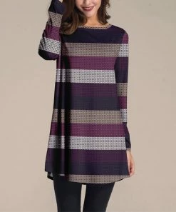 Hot Sale 🎉 Nanu | Purple Stripe Long-Sleeve Tunic - 👩 Women ⭐