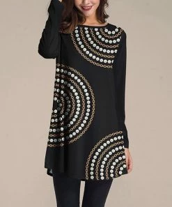 Outlet 🔥 Nanu | Black & Gold Chain Long-Sleeve Tunic - Plus ✨