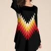 Coupon 🥰 Nanu | Black & Red Geometric Three-Quarter Sleeve Tunic - Plus 👏