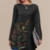 Best Sale ❤️ Nanu | Black & Red Floral Long-Sleeve Tunic - Plus 🤩